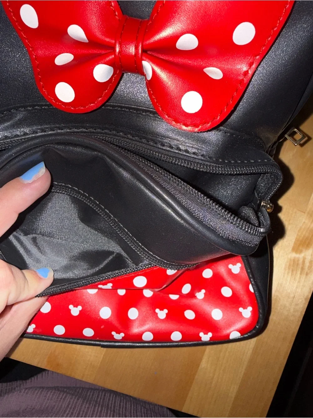 Kids Black & Red Minnie-Style Backpack with Bow